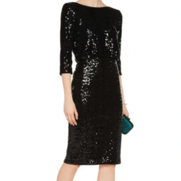 Badgley Mischka Dresses | Badgley Mischka Black Cocktail Sequin Dress Sz2 | Color: Black | Size: 2